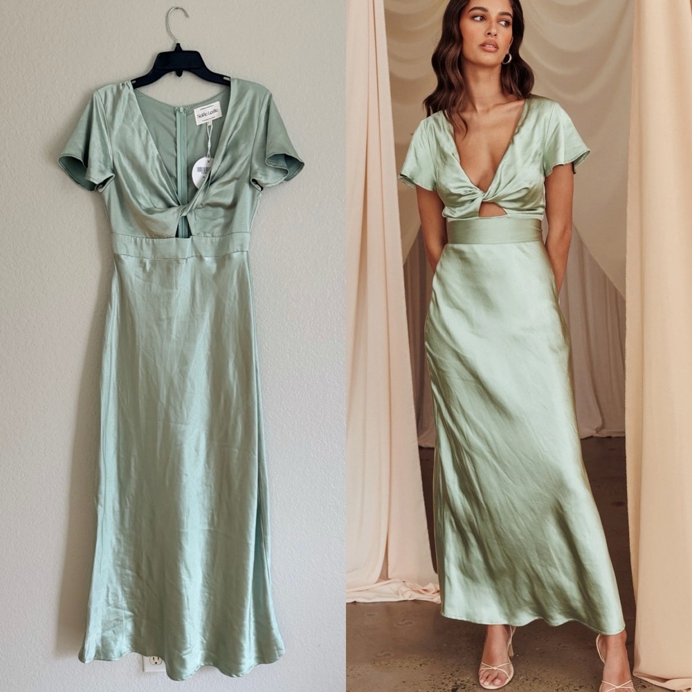 Here comes the sun Irena Twist Bust Short Sleeve Dress Sage